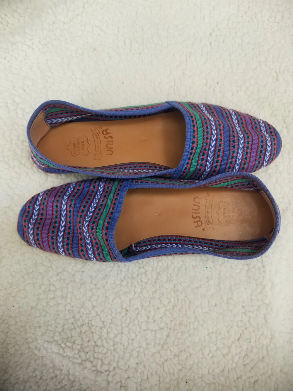 Unisa made in Spain Blue Multistripe Flats